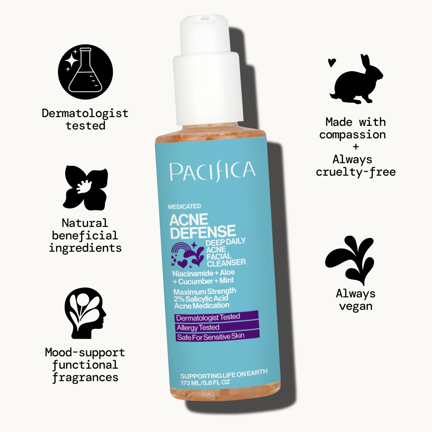 Pacifica, Face Wash Acne Defense, 5.8 Fl Oz