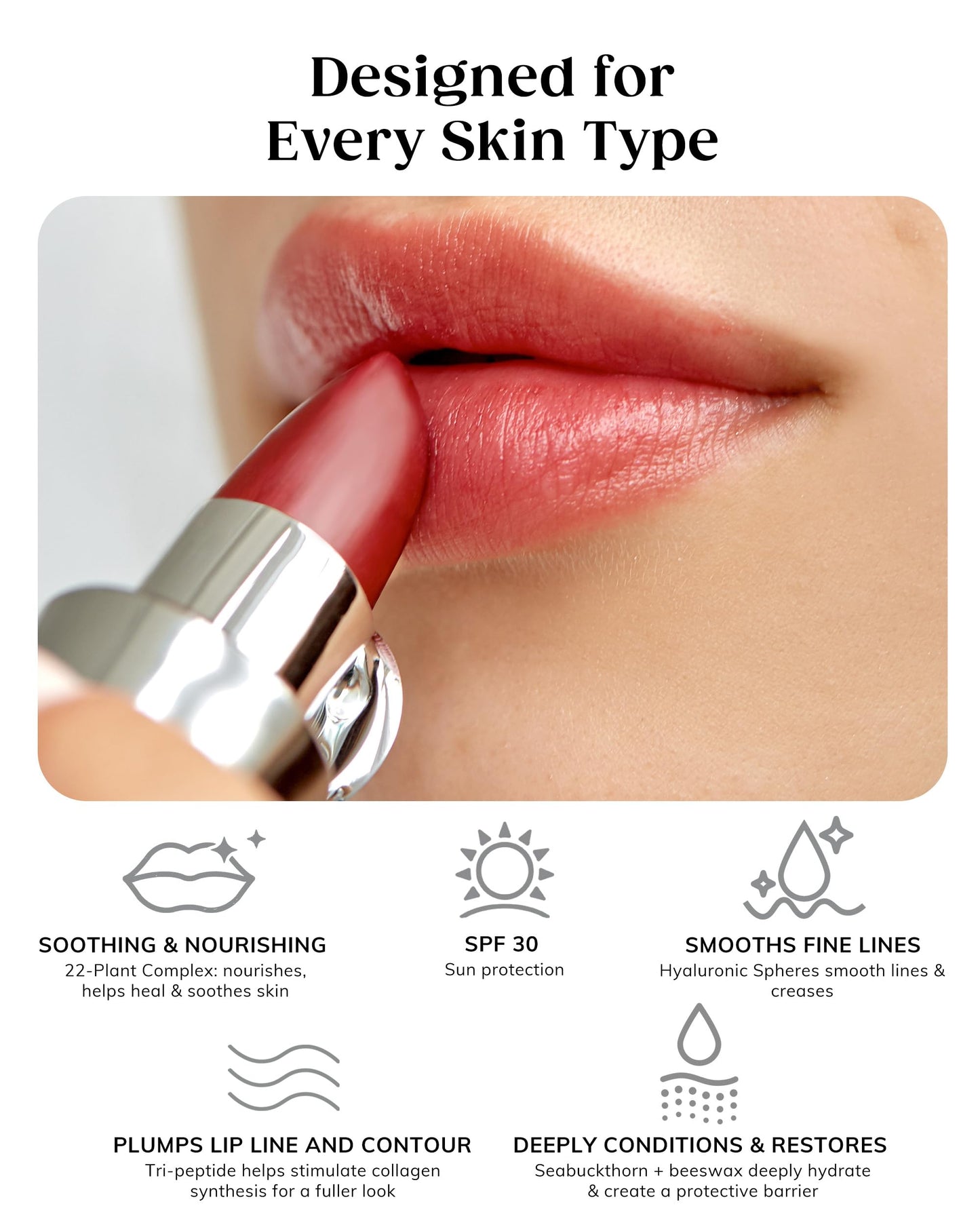 KAPLAN MD Perfect Pout Lipstick, Revitalizing Treatment + SPF 30 Sunscreen, 0.11 oz