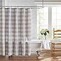 Elrene Home Fashions Farmhouse Living Buffalo-Check Shower Curtain, 72" x 72", Gray/White