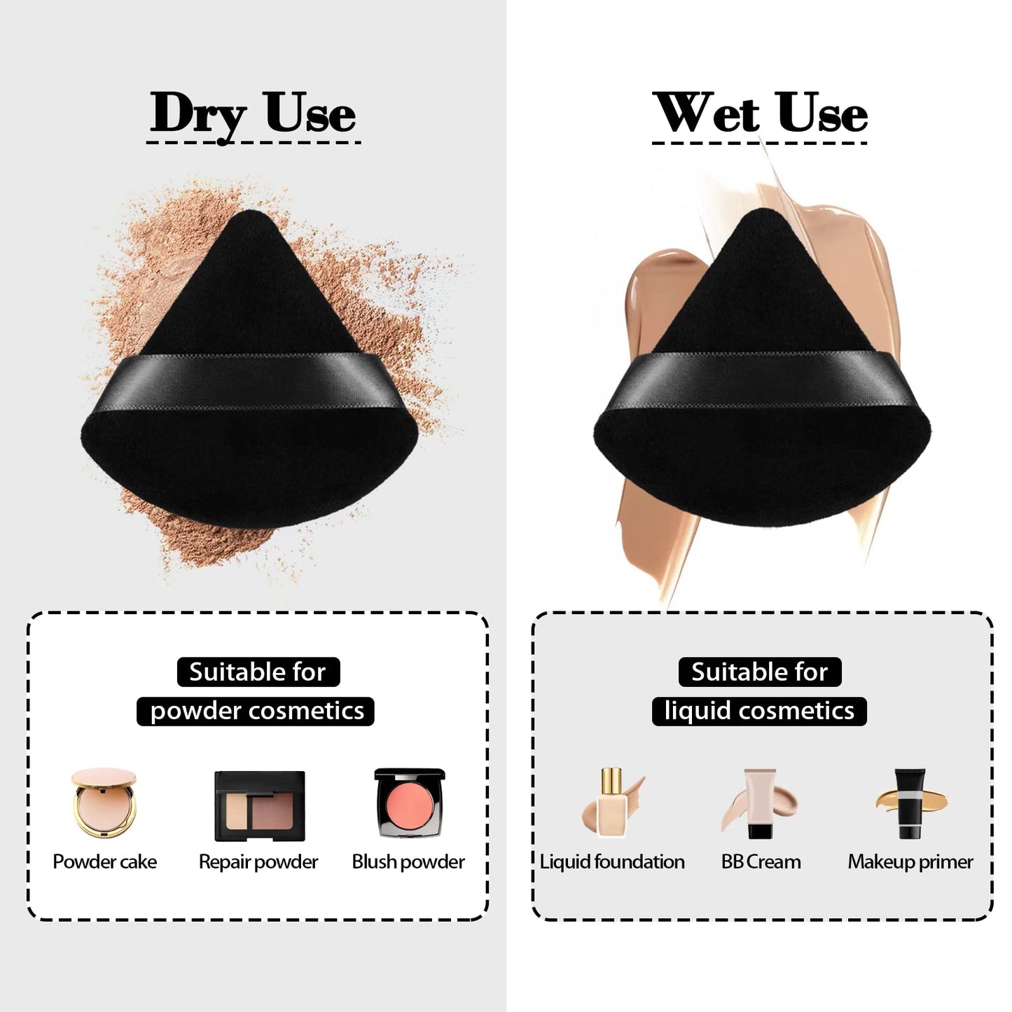 8Pcs of Triangular Powder Puff Makeup Sponges, Made of Super-soft Velvet, Designed for Contouring, Eye, and Corner, Beauty Blender Foundation Mixing Beauty and Personal Care RAREIUS