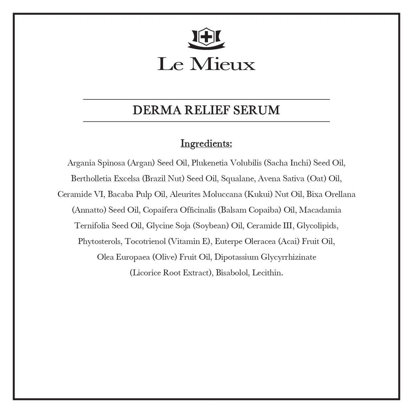 Le Mieux Derma Relief Serum - Hydrating Oil Serum for Face with Ceramides, Squalane & Kukui, Moisturizing Facial Oils for Dry or Sensitive Skin, No Beauty & Personal Care Le Mieux