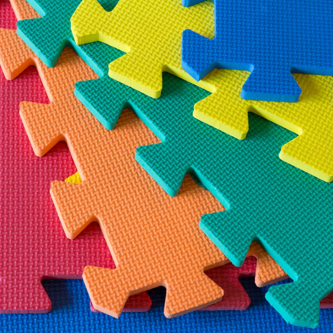 Little Fun Times Alphabet Play Mat – 60 PCS 12" EVA Foam Tiles, 71.5"x71.5" Interlocking Floor Puzzle with Letters, Numbers & Edges