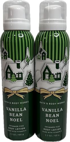 Bath & Body Works Vanilla Bean Noel Fizz Shimmer Body Lotion 3.5 Ounces Each Pack of 2