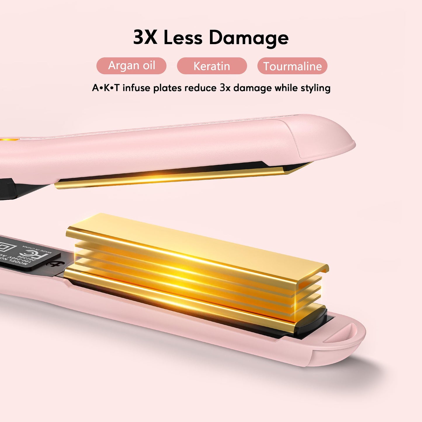 Terviiix Mini Flat Iron Hair Straightener, Adjustable Temperature, Travel-Size, 1/2" Ceramic Plates, Dual Voltage, Auto-Off, Pink Beauty and Personal Care Terviiix
