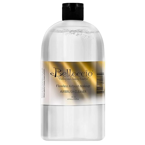 16 Ounce Bottle of Belloccio Makeup Airbrush Cleaner - Fast Acting Cleaning Solution, Quickly Cleans Flushes Out Airbrush Makeup Foundation, Blush