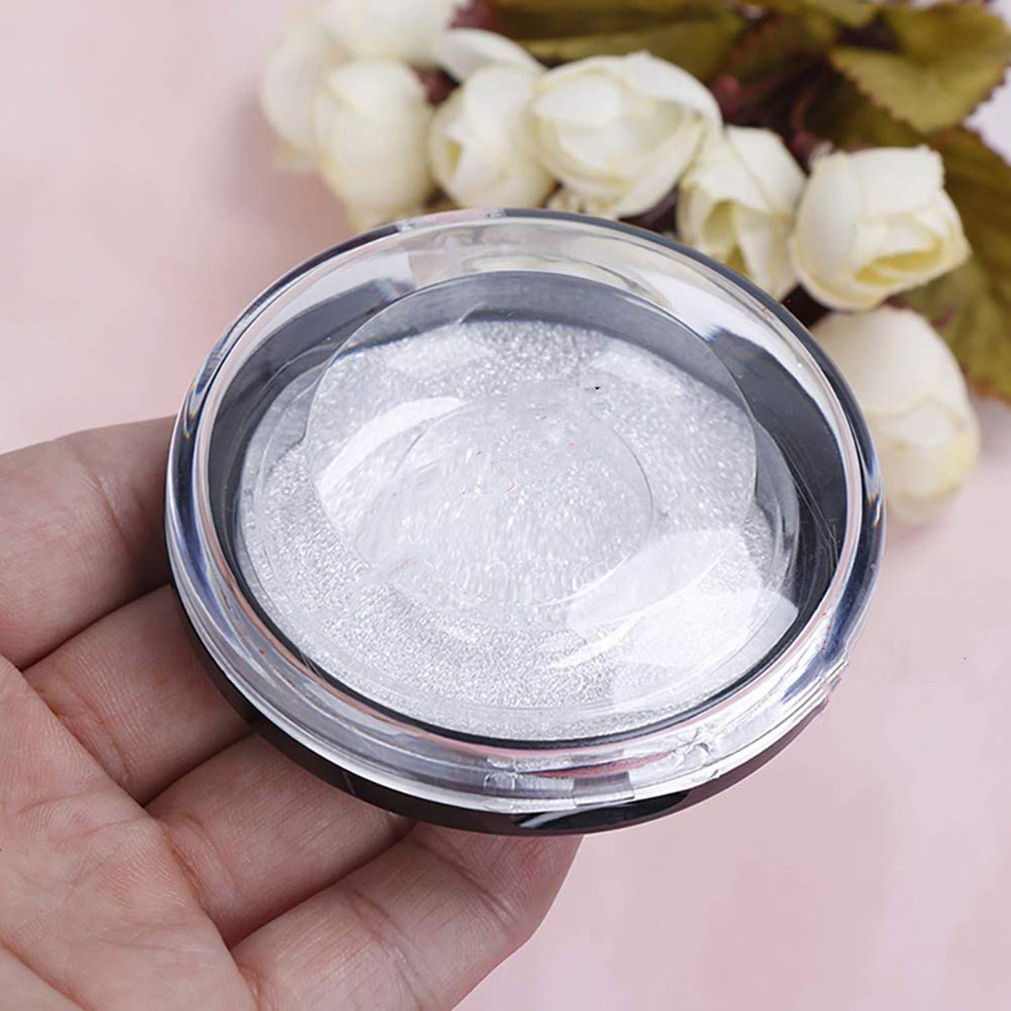 Healthcom 12 Packs Round Lash Boxes Empty Eyelash Storage Box 25mm Acrylic 3D Mink Lash Box Silver Glitter False Eyelashes Case with Tray Eyelash…