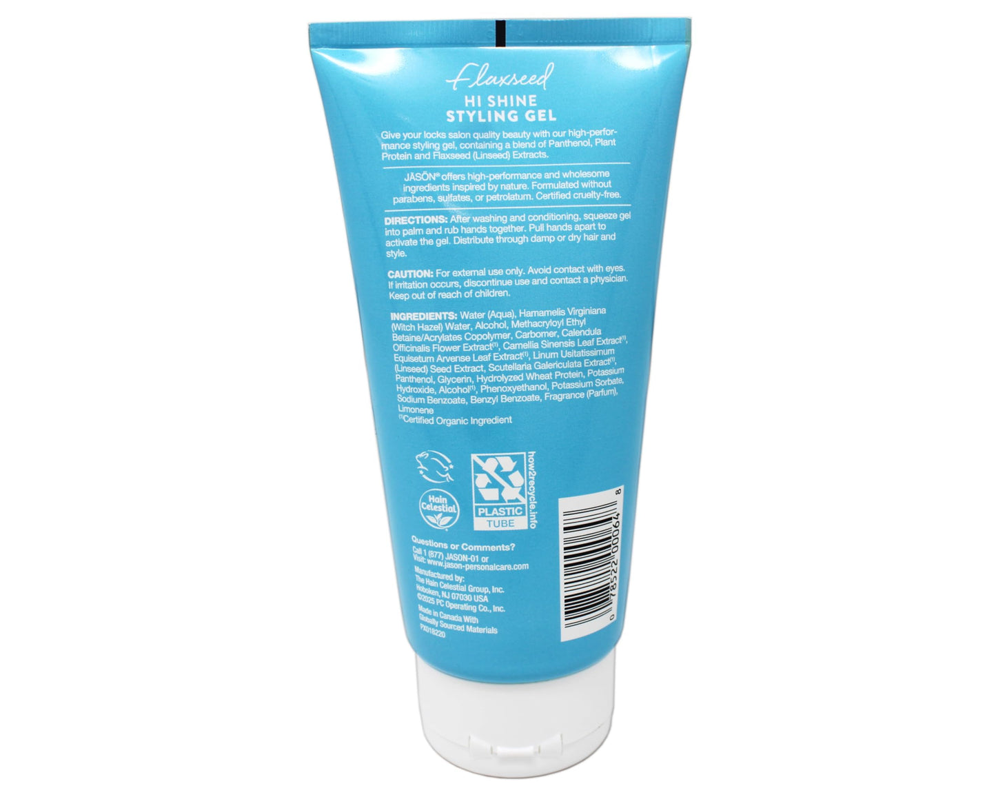 JASON Flaxseed Hi-Shine Styling Gel, 6 Ounce Tubes (Pack of 2)