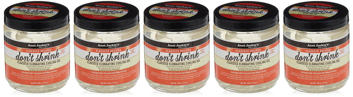 Aunt Jackie's Don't Shrink Flaxseed Elongating Curling Gel, 15 oz (Pack of 5)