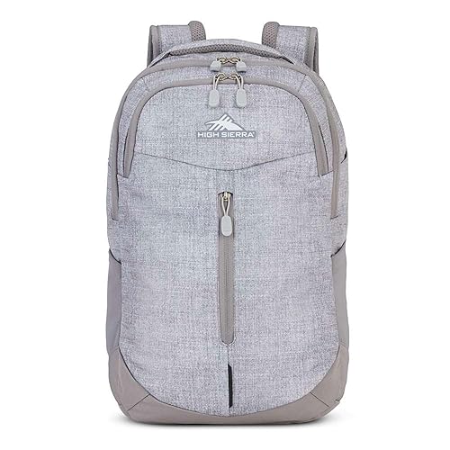 High Sierra Swerve Pro Adjustable Travel or Work Laptop Bookbag Backpack with Laptop Hammock and Water Bottle Compartments, Silver Heather