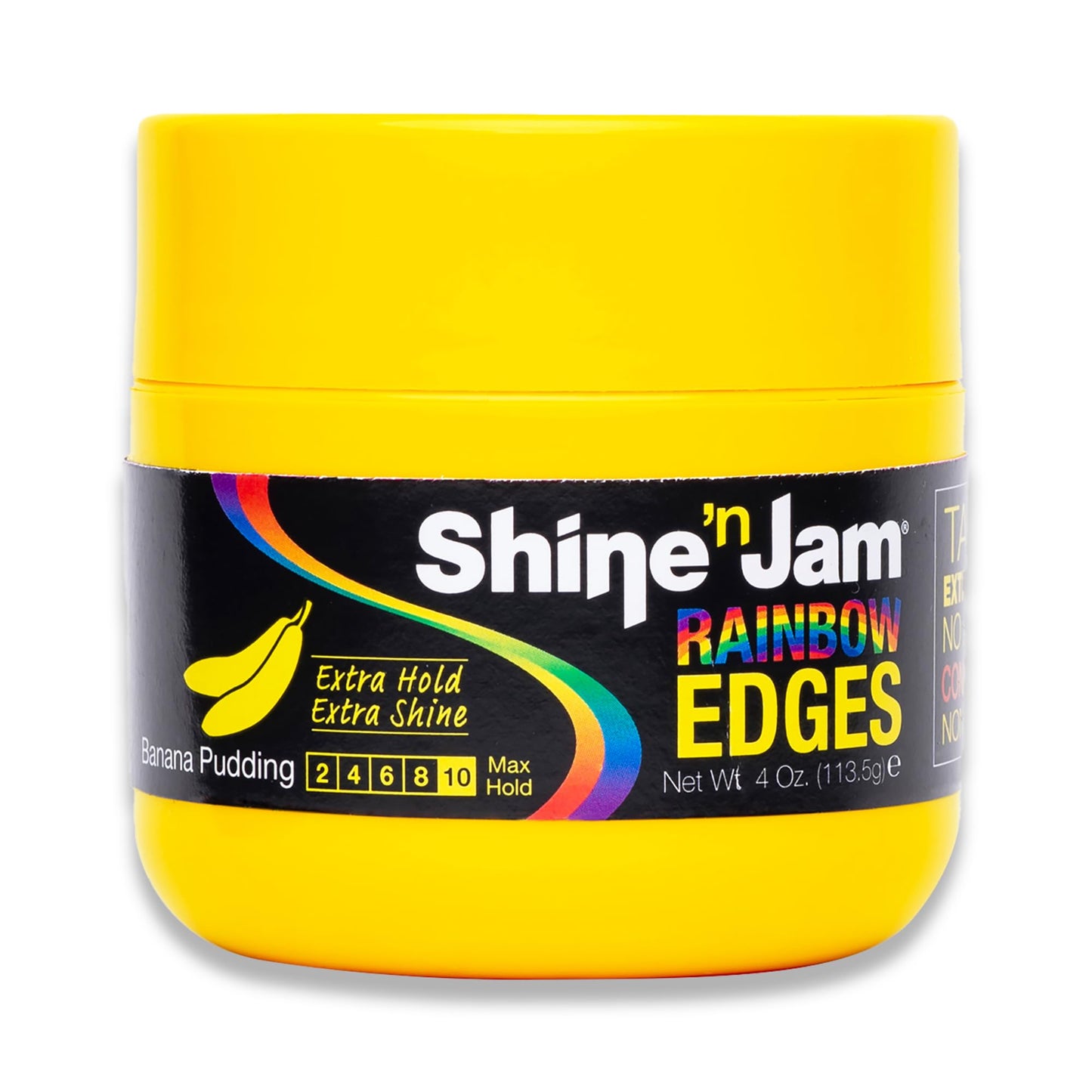 AmPro Shine-n-Jam Rainbow Edges - Curly Hair Gel for Women - Styling Gel for Women - Strengthens with Silk Protein - Banana Pudding - 4 oz