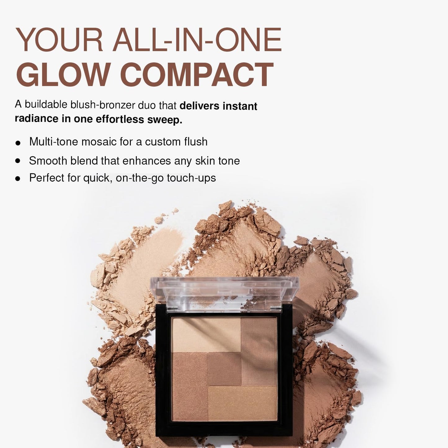 Palladio 2 In 1 Mosaic Powder Blush and Bronzer Silky Smooth Face Makeup Pressed Five Color Hues from Shimmering Pinks to Golden Browns Rich Pigmented