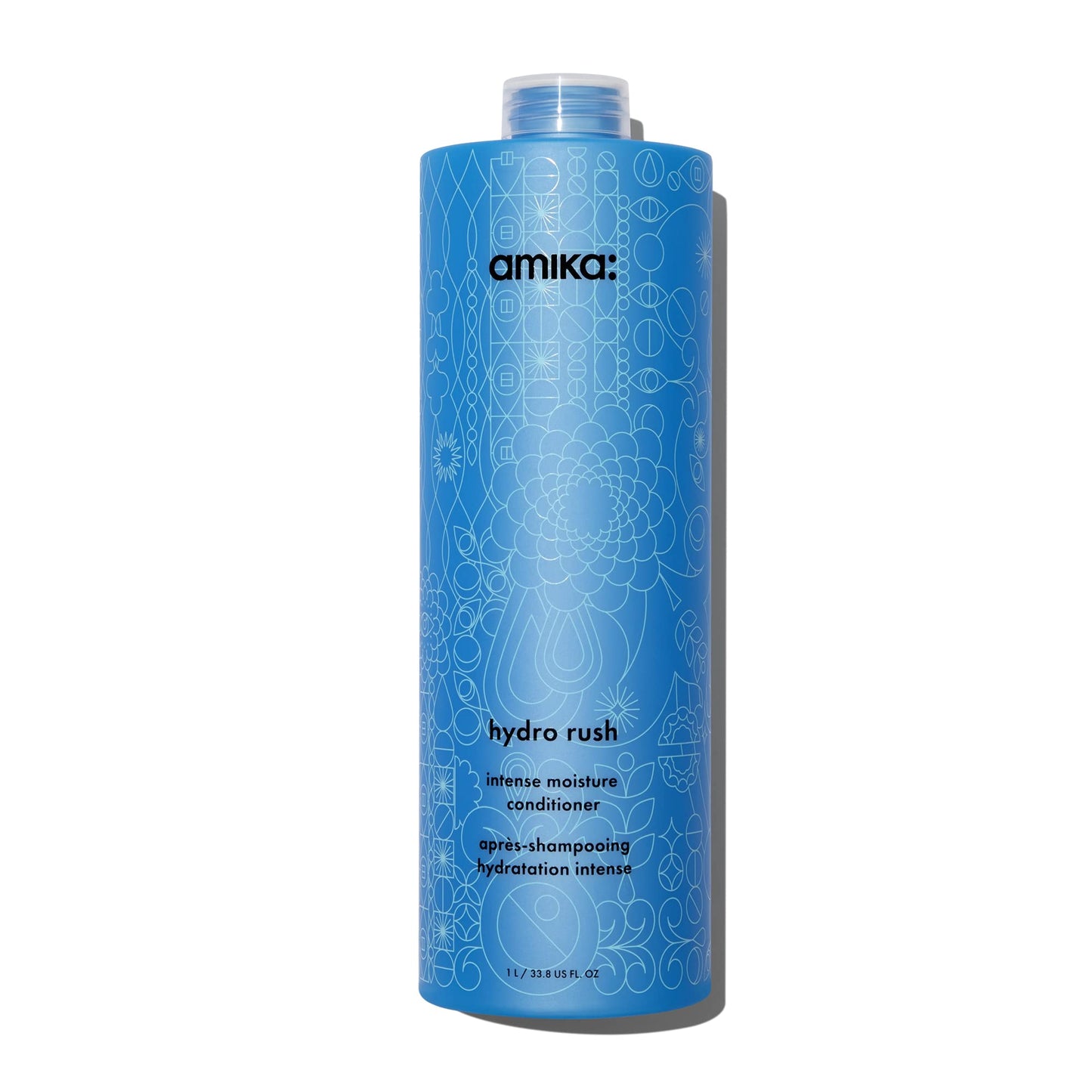amika hydro rush intense moisture conditioner with hyaluronic acid, 1000ml | for dry, textured, or coarse hair types 2a-4c, long-lasting hydration