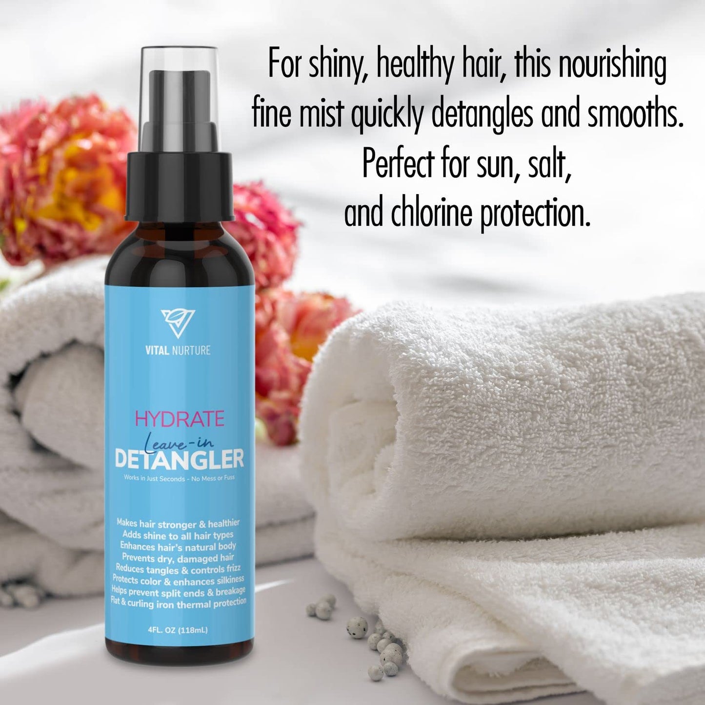 Vital Nurture Hydrate Leave-In Detangler - Adds Instant Shine to Dry and Damaged Hair - Anti-Frizz Detangling Spray with Argan Oil and Aloe Vera