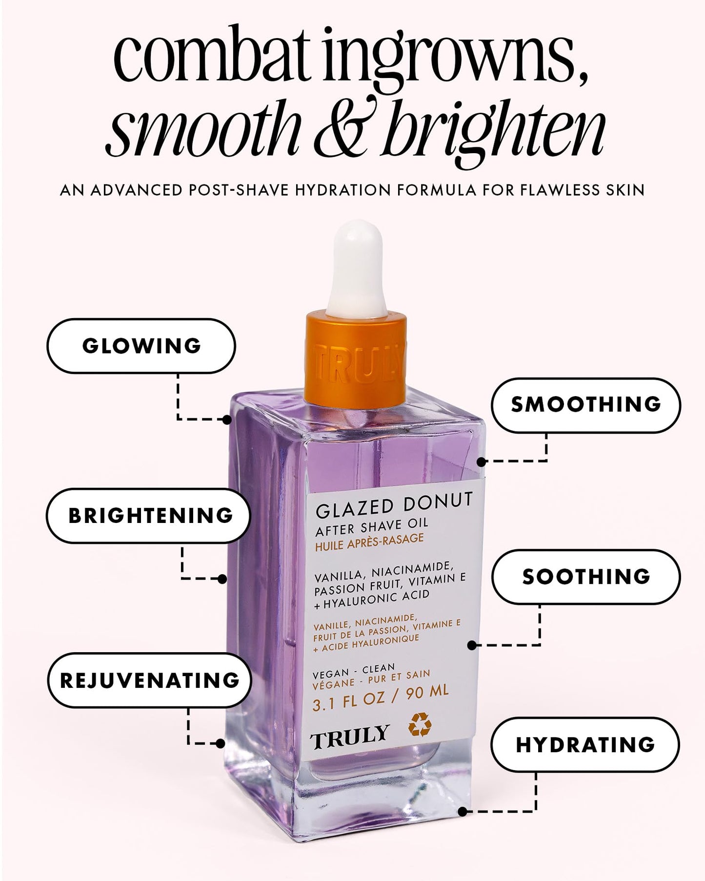 Truly Beauty Glazed Donut After Shave Oil - Razor Bumps Treatment for Women, Razor Bump and Ingrown Hair Treatment for Bikini Area - 3.1 OZ