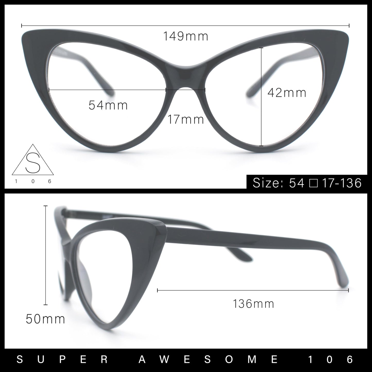 SA106 Womens Classic Gothic Mod Cat Eye Sunglasses Red - Smoke