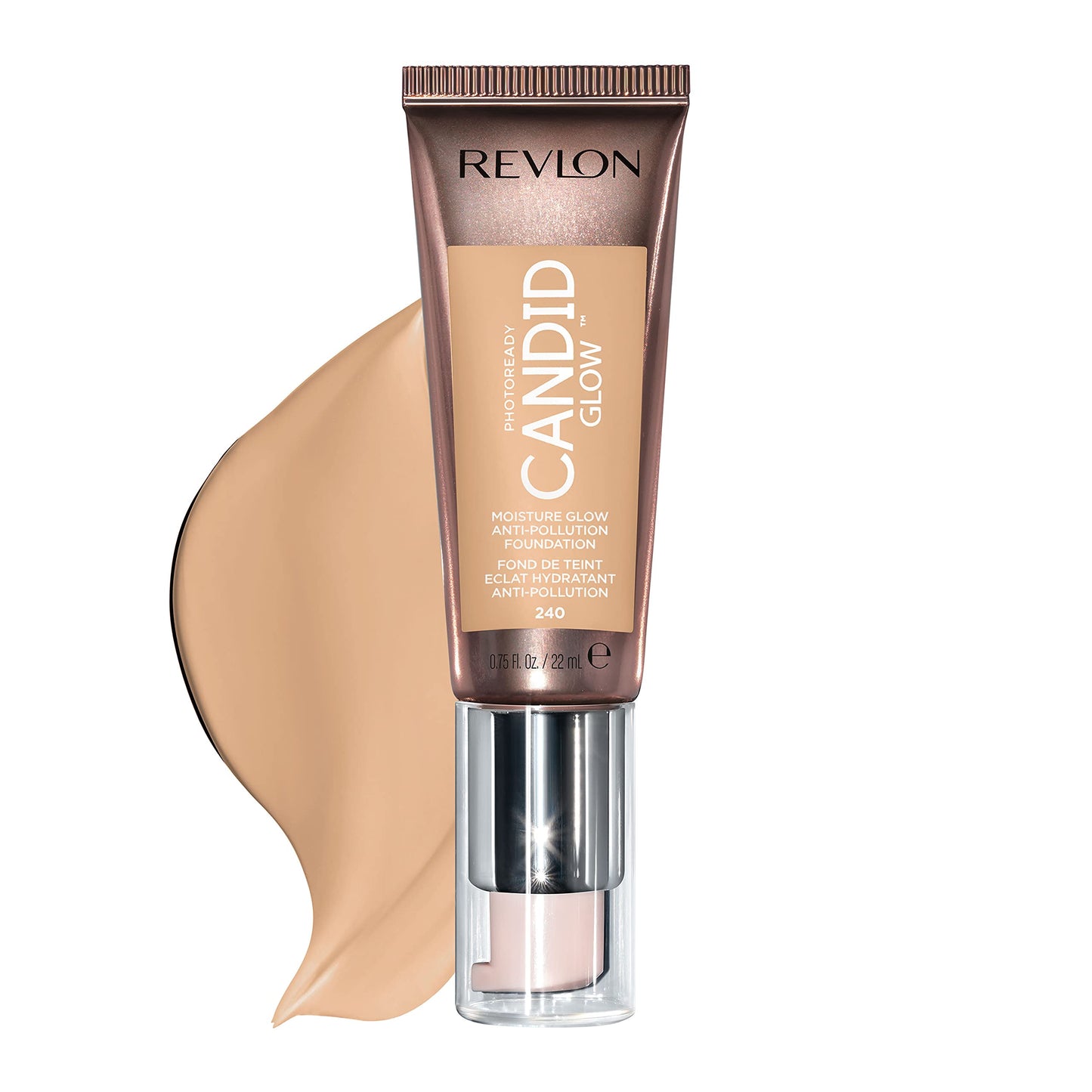 Revlon Liquid Foundation, Photo Ready Candid Glow Face Makeup for Sensitive and Dry Skin, Longwear Sheer-Medium Coverage with Natural Glow Finish, 240