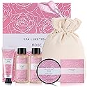 Spa Luxetique Gifts for Women, Bath and Body Gifts Set 6pcs Gift Baskets Rose Bath Sets for Women Valentine's Day Gifts for Her