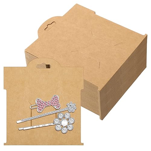 50 Pcs Hair Clip Display Cards 4.75 x 5.25 Inch Kraft Hair Bow Holder Cards Brown Bow Display Rectangular Clip Collecting Cardboard for Barrettes