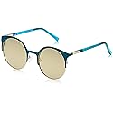 GUESS Women's Gu3036 GU3036 Round Sunglasses, turquoise & brown mirror, 51 mm