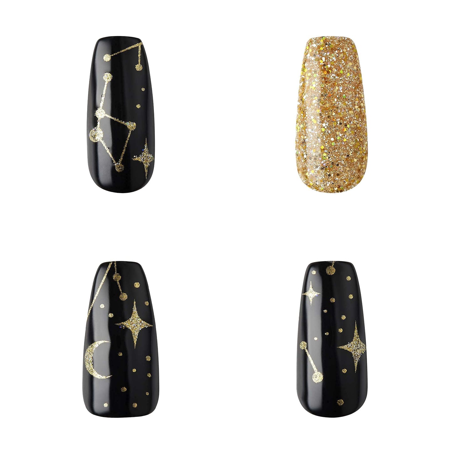 Gold Finger Gel Glam Design Nail Press On Nails, Gel Nail Kit, Polish Free Manicure Long Length (GD16)…