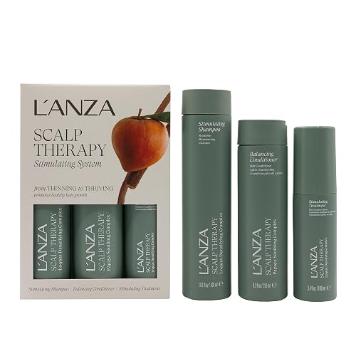 L'ANZA Scalp Therapy Hair Care Kit, Shampoo, Conditioner & Stimulating Leave-In Hair Treatment, Supports Healthy Growth, Adds Fullness, Strengthens