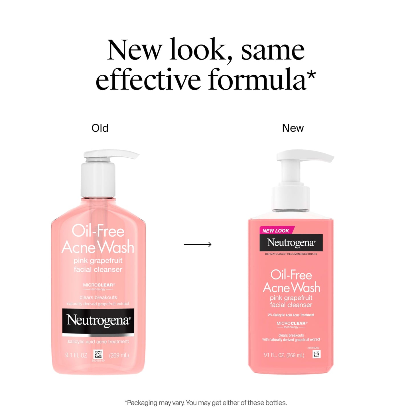 Neutrogena Oil-Free Pink Grapefruit Pore Cleansing Acne Wash and Daily Liquid Facial Cleanser with 2% Salicylic Acid Acne Medicine and Vitamin C, Twin