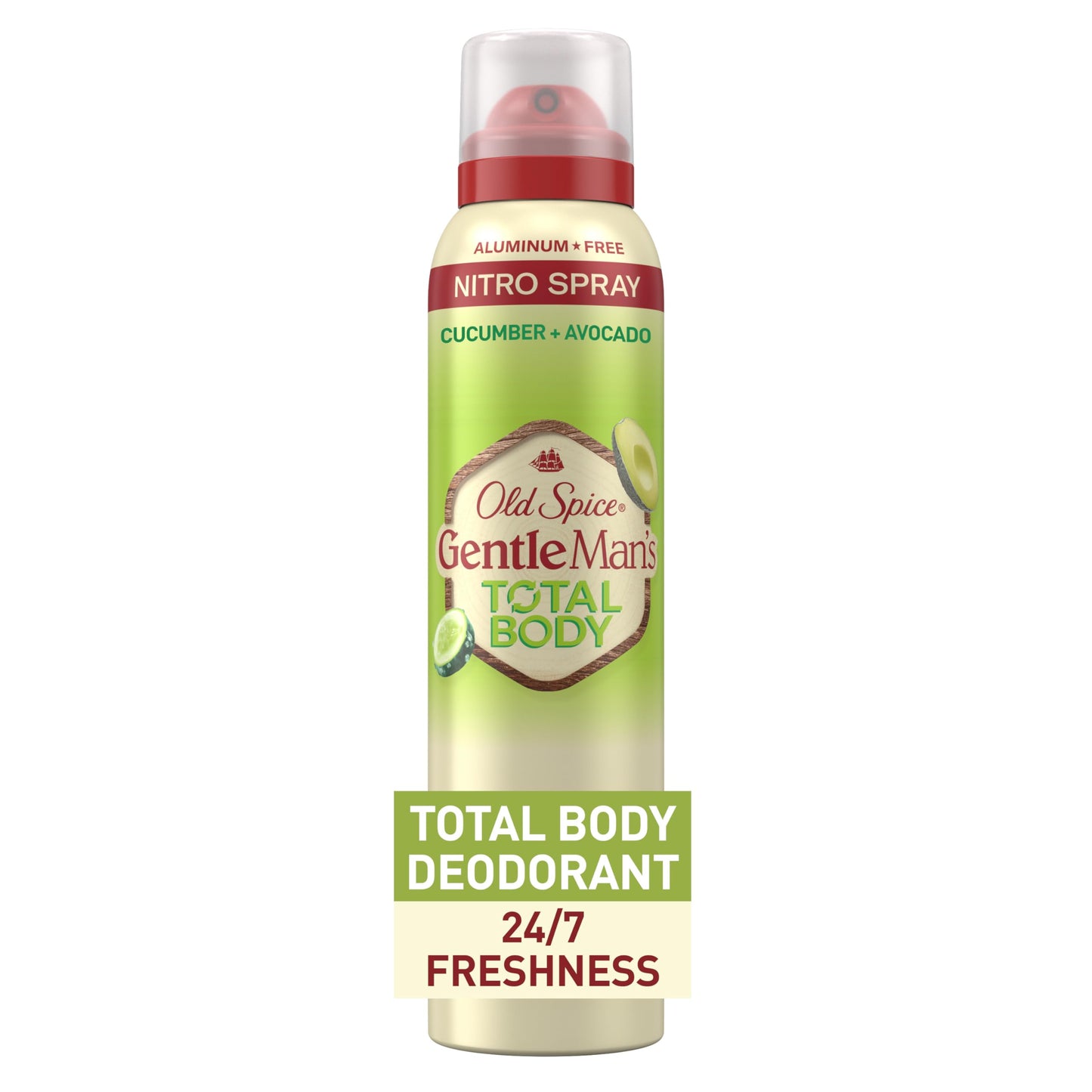 Old Spice Whole Body Deodorant Spray for Men, Aluminum Free, Cucumber + Avocado Scent, 24/7 Odor Protection, 24/7 Lasting Freshness, Dermatologist