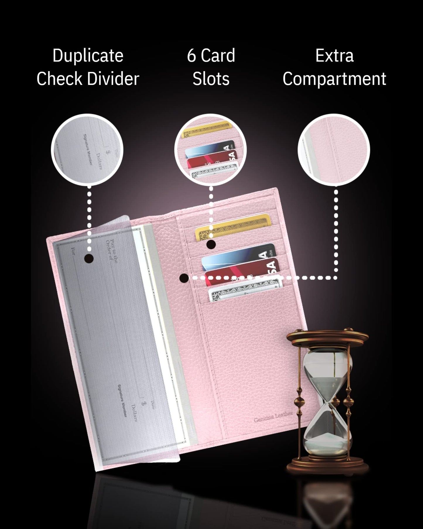 Access Denied Genuine Leather Checkbook Cover For Women & Men - Checkbook Holder For Duplicate Checks Card Wallet RFID