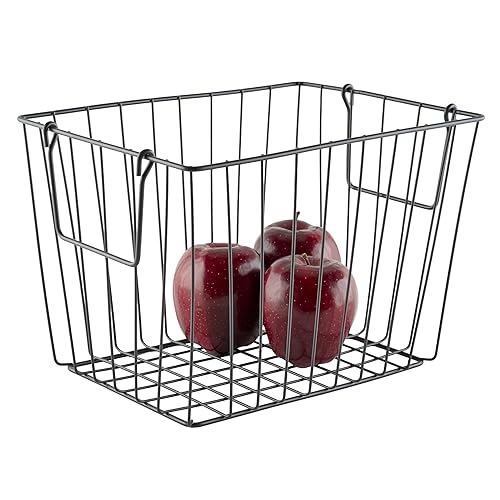 G.E.T. WB-315-MG Heavy Duty Iron Wire Utility Storage Basket/Bin with Handles, 11" x 8" x 8"