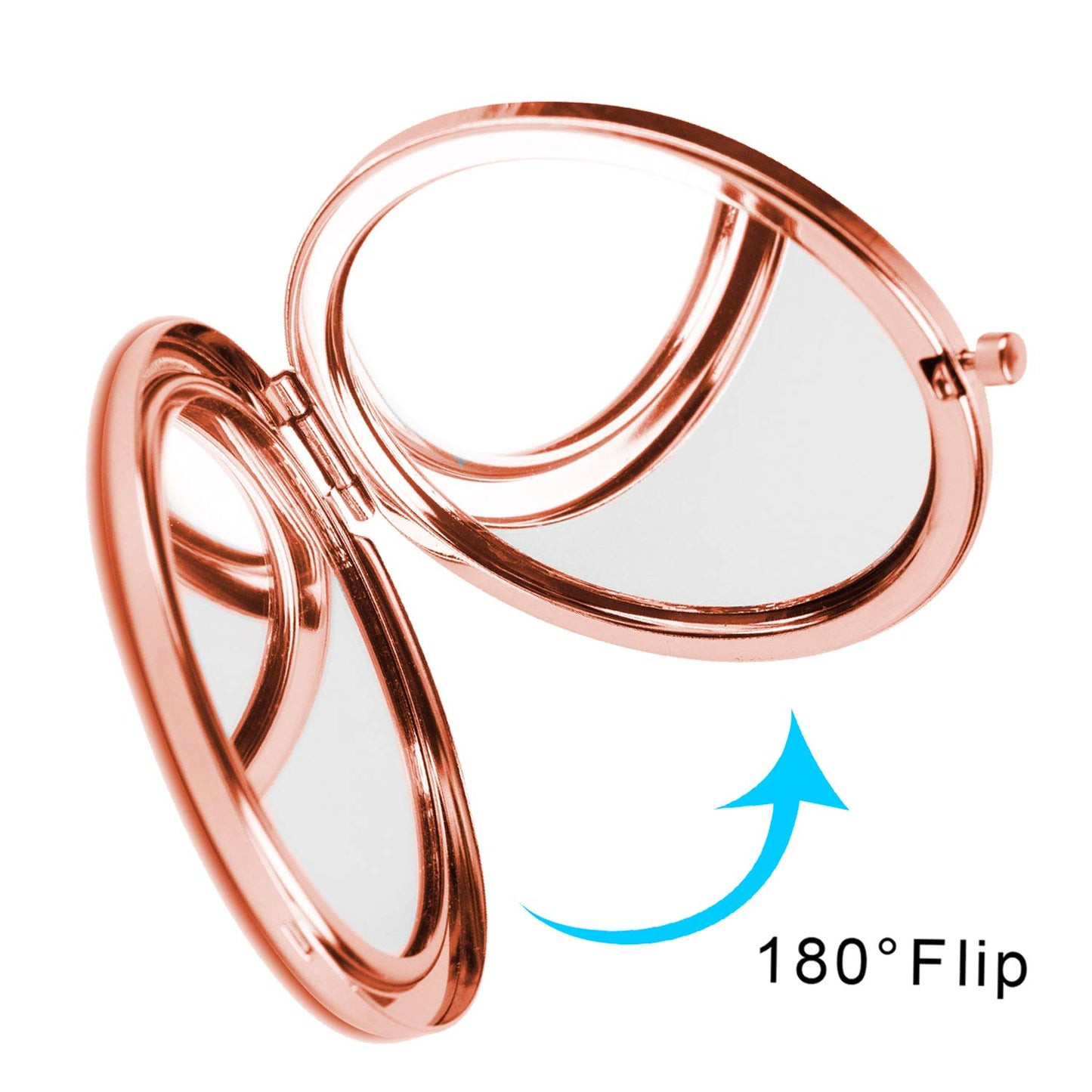 Dynippy Compact Mirror Rose Gold Makeup Mirror Folding Mini Pocket Mirror Portable Hand Mirror Double-Sided 2 x 1x Magnification for Woman Girls A-Red