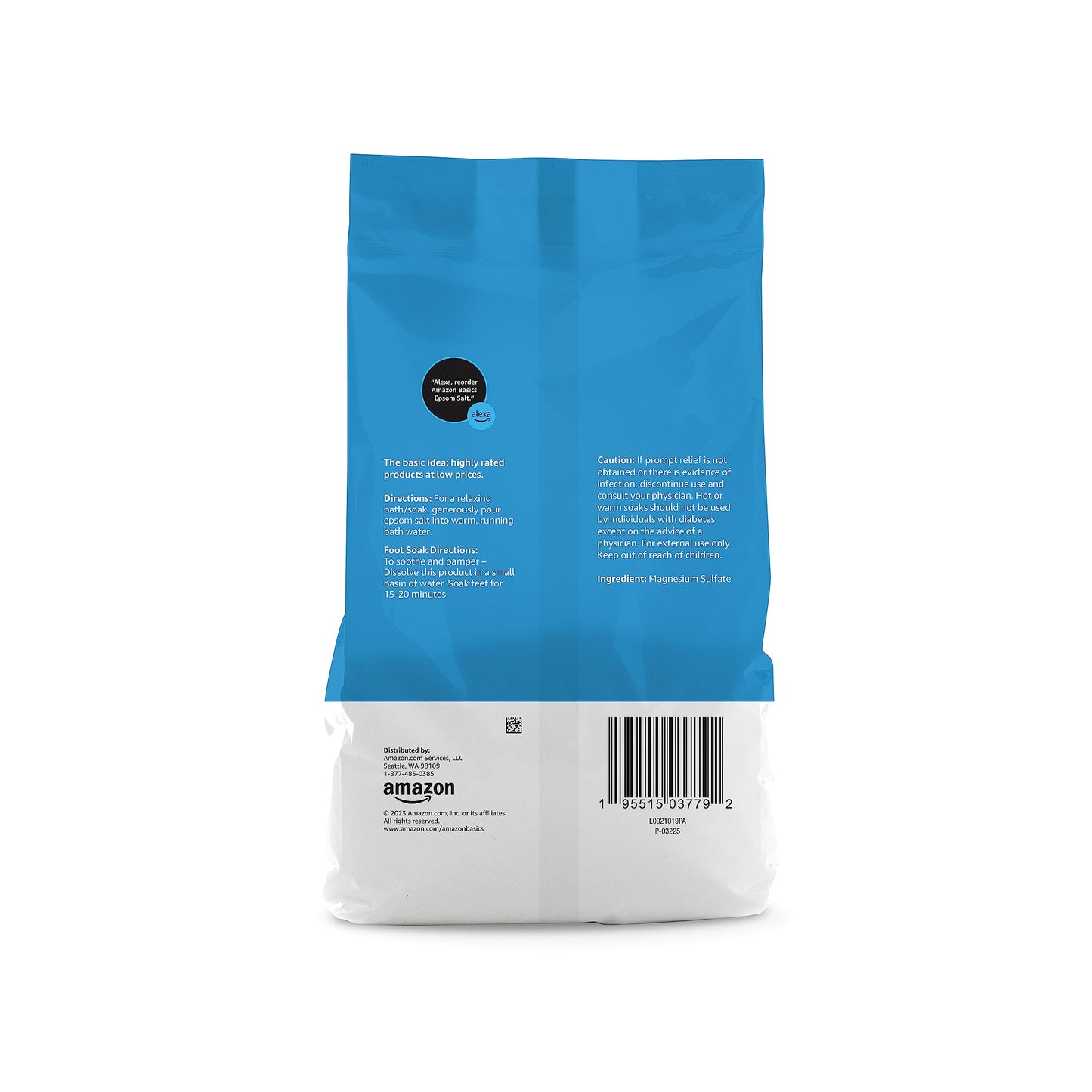 Amazon Basics Epsom Salt Soak, Unscented, Magnesium Sulfate USP, Muscle and Feet Relaxation, Resealable Bag, 3 Pound Beauty and Personal Care Amazon Basics