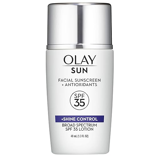Olay Facial Sunscreen and Antioxidants Sun, SPF 35 Face Lotion + Shine Control, 1.3 Fl Oz