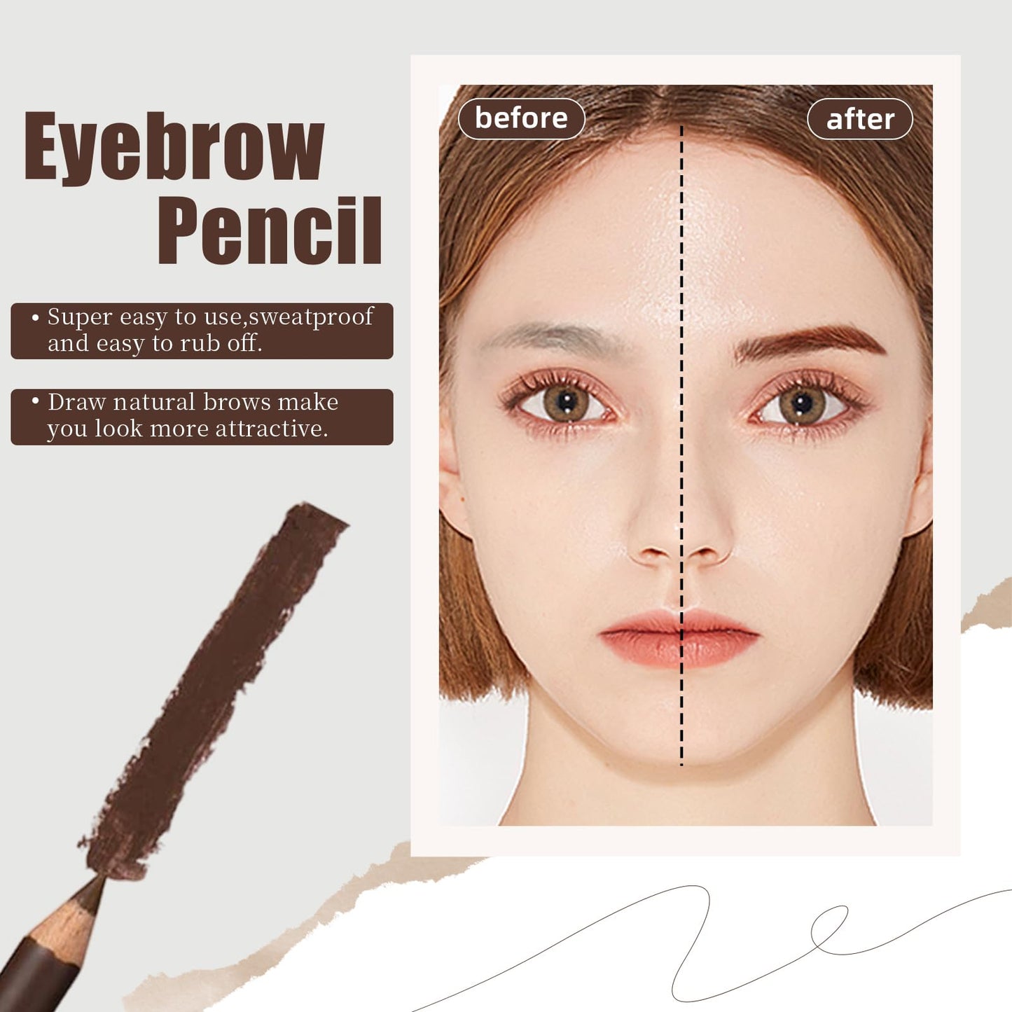 Go Ho 12 PCS Brown Eyebrow Eyeliner Pencils,Sweatproof Eyebrow Pencil,Long-lasting Nice Color Eye Brow Gel Pen Makeup Brow Tint Sticks?Medium Brown?