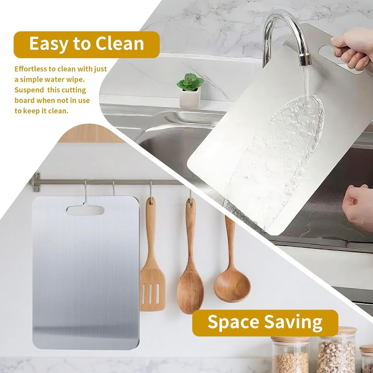 Titanium Cutting Board, 100% Pure Titanium Cutting Boards for Kitchen, Upgrade Hygiene & Durability Food-Grade Cutting Boards for Meat Fruit…