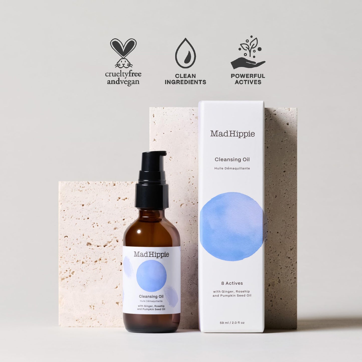 Mad Hippie Cleansing Oil for Face - Deep Cleansing Facial Cleanser & Makeup Remover for Dry, Sensitive, Acne-Prone Skin with Vitamin C-Rich Rosehip