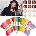 32PCS Hair Accessory Set with 12 Acrylic Hair Cuffs, 20 Colorful Dreadlock Jewels, and Yarn Hair Threads (multicolor)