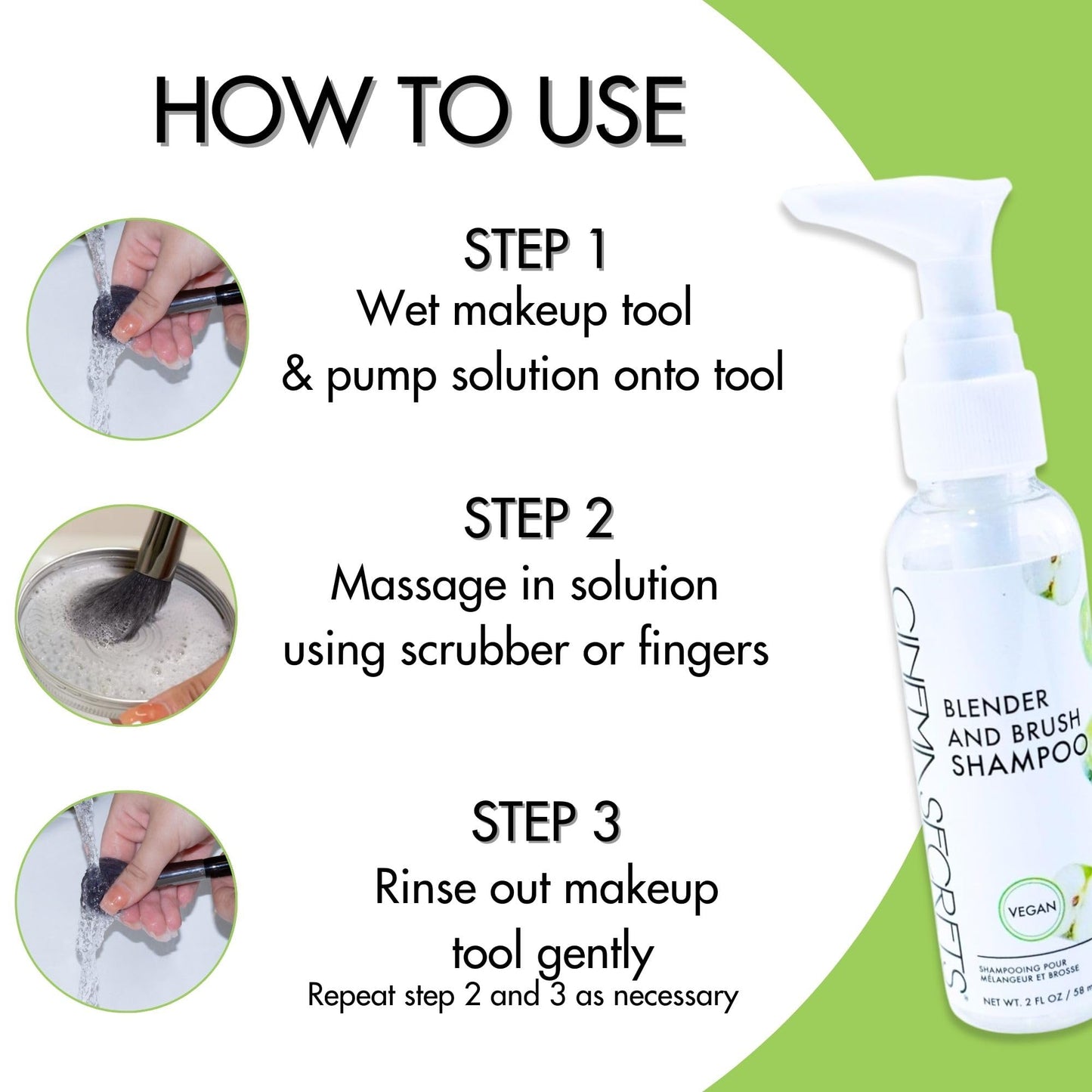 CINEMA SECRETS Vegan Makeup Brush Cleaner - Sponge & Makeup Brush Shampoo for Deep Cleansing - Removes Build-Up & Stains - Gentle & Cruelty-Free