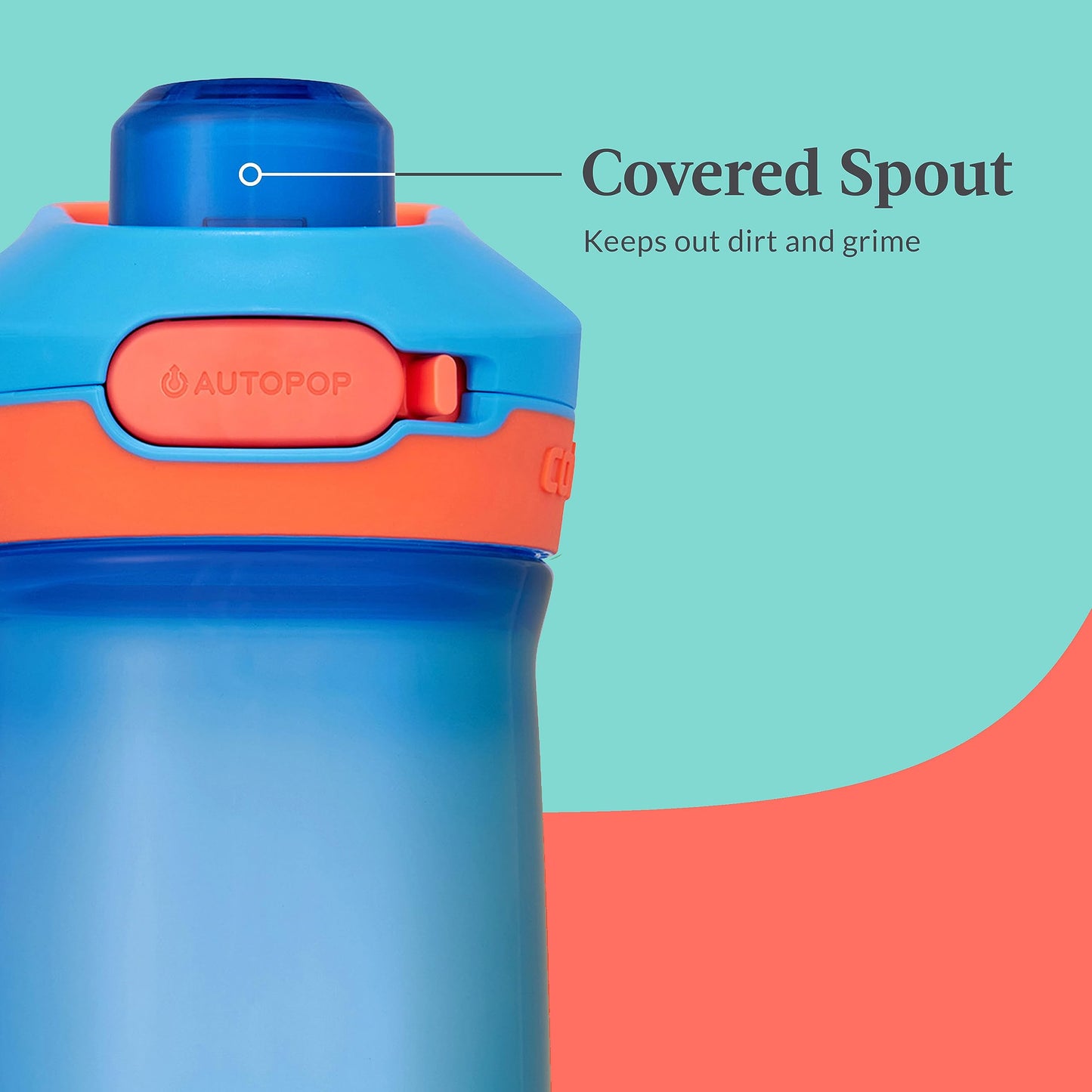 Contigo Jessie Kids Water Bottle Leak-Proof Lid 14oz Dishwasher-Safe Fits Most Cup Holders 2-Pack Blue Poppy/Coral & Amethyst/Jade