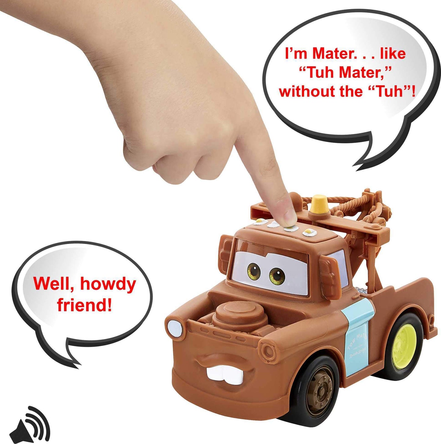 Disney Cars Track Talkers Mater – 5.5" Tow Truck Vehicle with Authentic Movie Sounds, Fun Toy Gift for Kids Ages 3+