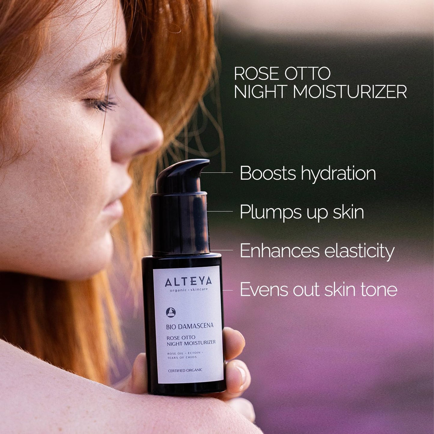 Alteya Organics Night Moisturizer Certified Organic Skin Care 1.7 Fl Oz/50 mL Bio Damascena Award-Winning Face Cream With Organic Bulgarian Rose Oil