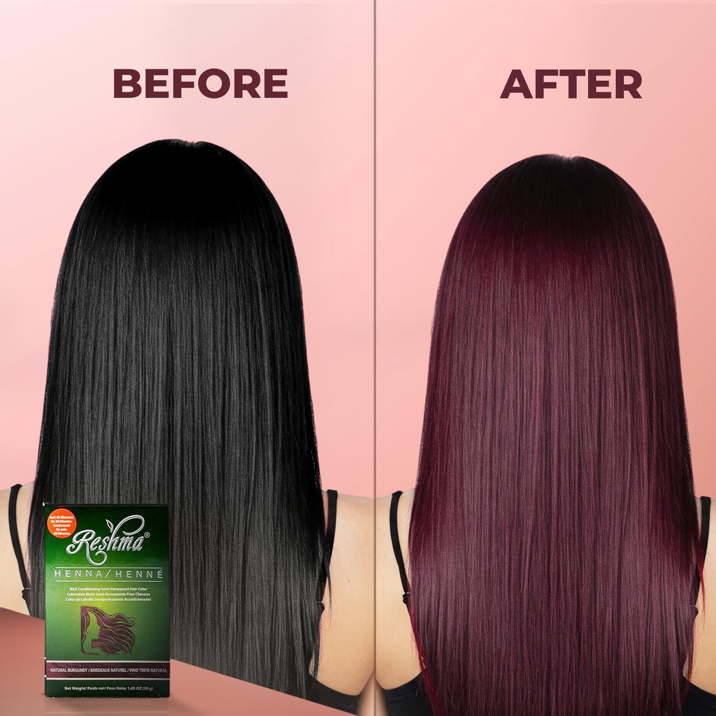 Reshma Beauty 30 Minute Henna Hair Color Infused with Plant-Based Lawsonia Inermis 100% Gray Coverage for Soft, Shiny Hair, Hair Dye-1.05 oz Pack of 1