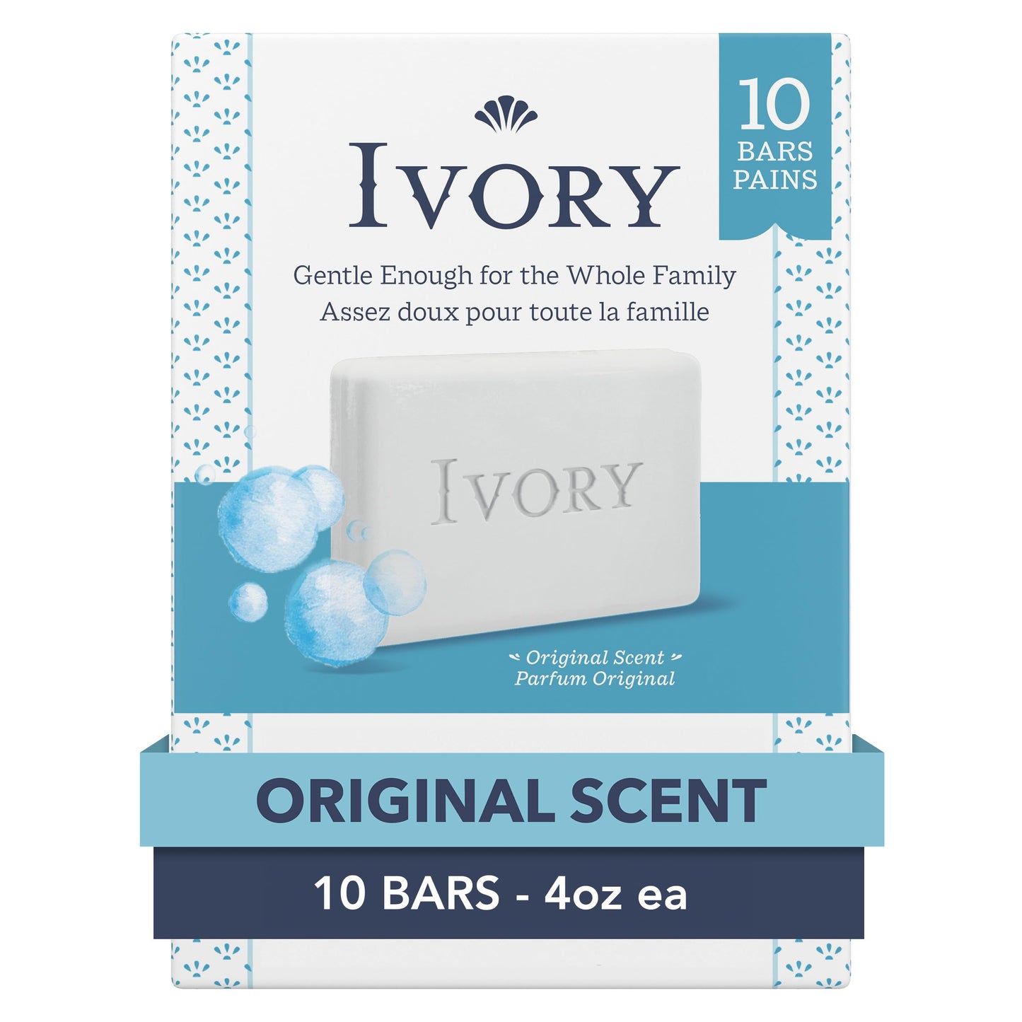 Ivory Gentle Bath Bar Soap, Safe for Entire Family, Free of Dyes and Heavy Perfumes, Original Scent, 4 oz (10 Count) Beauty & Personal Care Ivory