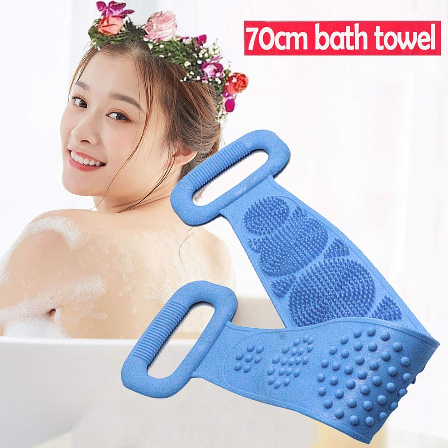 zxb-shop Body Scrub Towel 70cm Silicone Shower Brush Bath Shower Wash Body Belt Bath Towel Exfoliating Back Brush Exfoliating Wipes (Color : A) Beauty and Personal Care zxb-shop