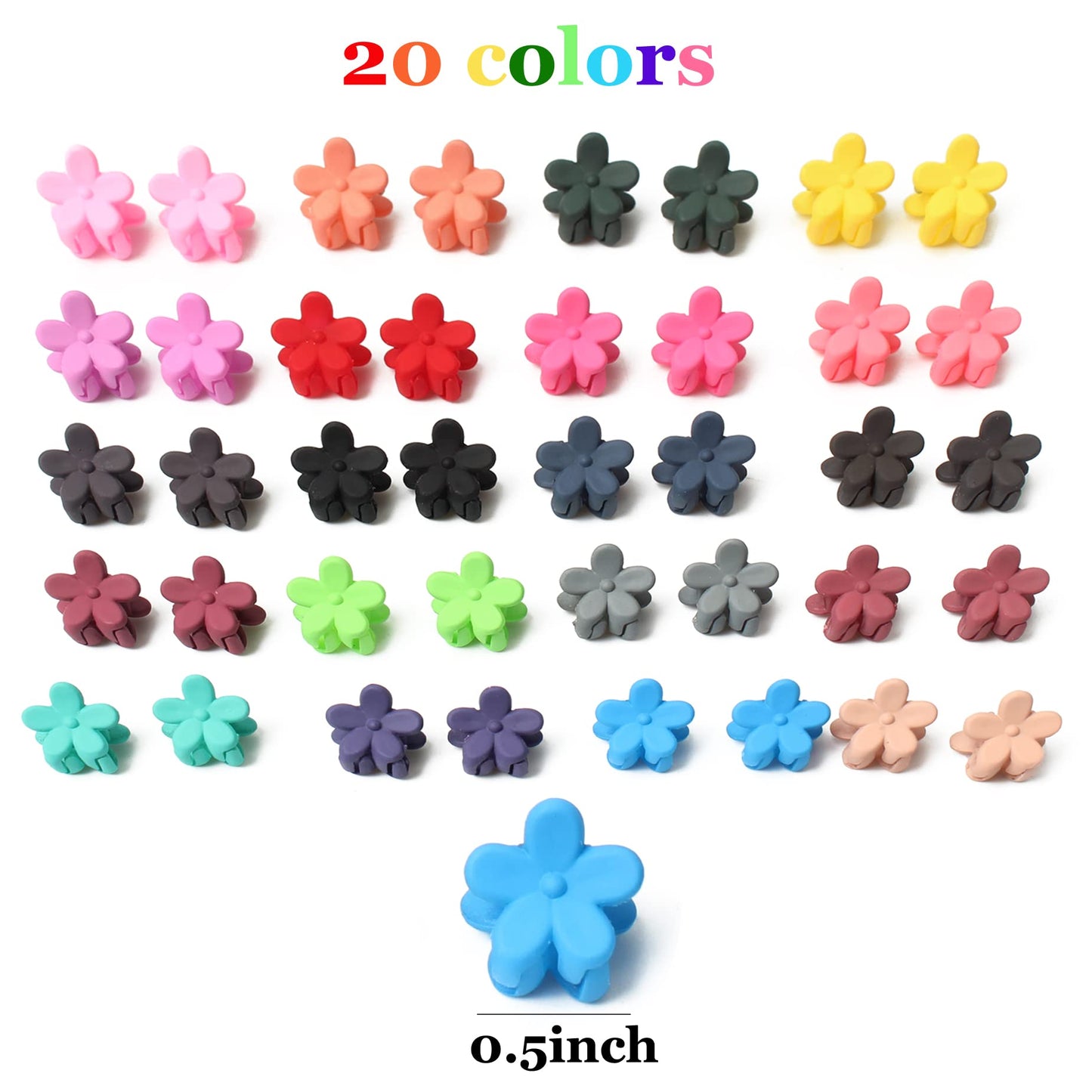 40Pcs Baby Girls Hair Bangs Mini Hair Claw Clip Kids Hair Pin 20 Colors for Girls (Flower)