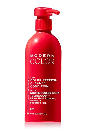 Modern Color 3-in-1 Hair Color Refresh, Cleanse & Condition - 100% Vegan, Cruelty-Free, Sustainably Packaged, Non-Toxic, Certified Clean Beauty (Red)