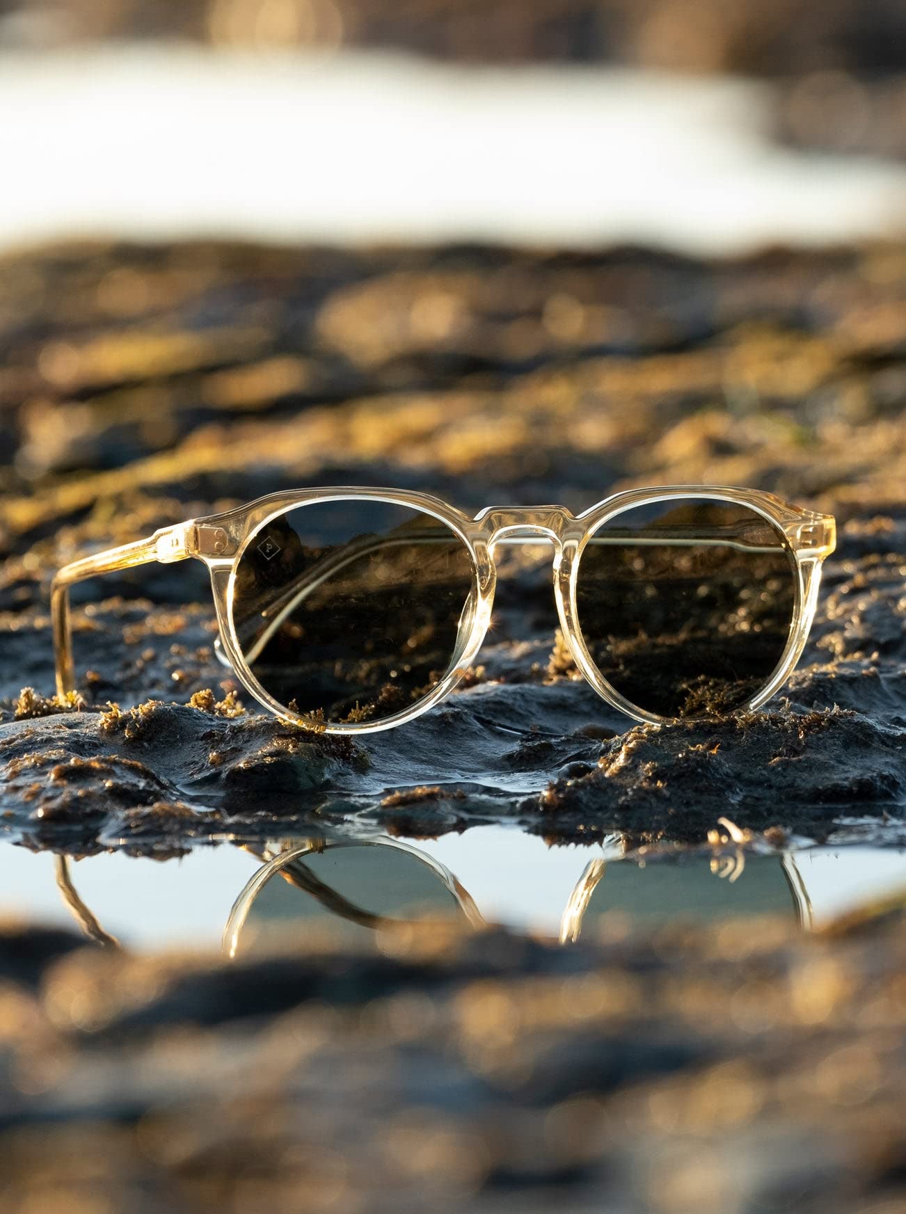 Raen Remmy 49 Polarized Round Sunglasses, Champagne Crystal, 49 mm