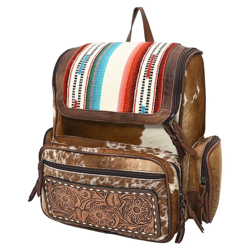 American Darling Women's Backpack Bag Western Hand Tooled Saddle Blanket Genuine Leather Handbag and Ladies Purse