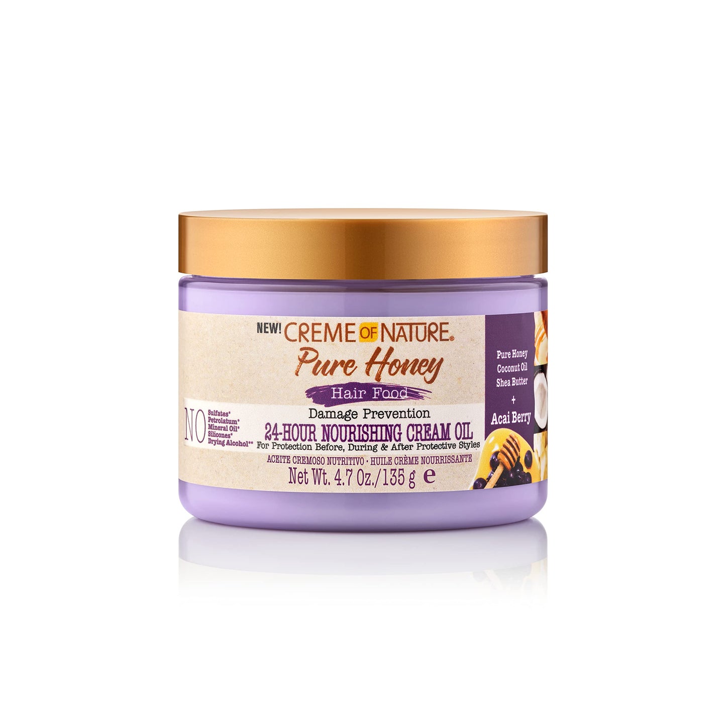 Creme of Nature, Acai Hair Cream, Honey and Acai Collection, 4.7 Oz