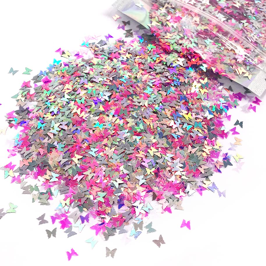Pink Butterfly Face & Body Glitter - Chunky Glitter - Cosmetic Grade - Uses Include: Festival Rave Makeup Face Body Nails Resin Arts & Crafts, Resin