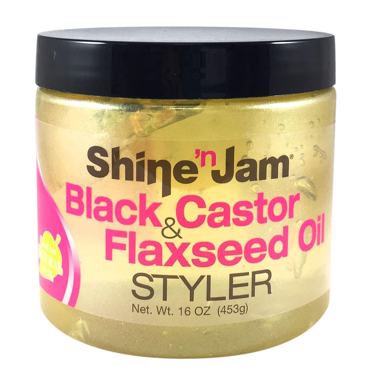 AmPro Shine-n-Jam Castor Oil and Flaxseed Gel - Nourishes Tresses and Adds Shine - Infused With Vitamin E to Condition All Hair Textures - Strengthens